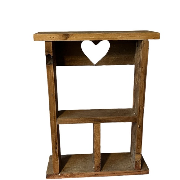 Vintage Shabby Chic Primitive Small Hand Made Reclaimed Wood Shelf With Heart - Picture 2 of 5